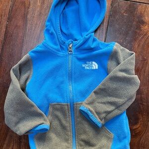 The North Face Infant 6-12m Blue and Gray Fleece Hoodie
